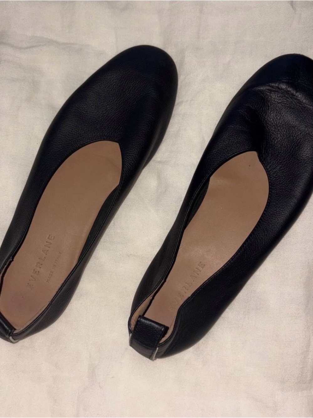 Everlane Black Leather Round-Toe Ballet Flats